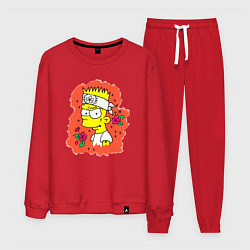 Костюм хлопковый мужской Барт Симпсон с татухой над глазом, цвет: красный