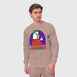 Костюм хлопковый мужской Xmas is not my thing, цвет: пыльно-розовый — фото 2
