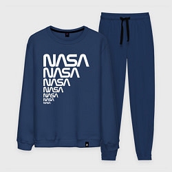 Костюм хлопковый мужской Nasa надписи, цвет: тёмно-синий