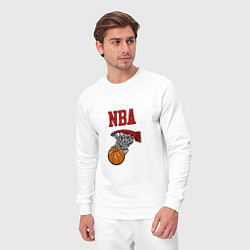 Костюм хлопковый мужской Basketball - NBA logo, цвет: белый — фото 2