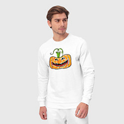 Костюм хлопковый мужской Веселая тыква на Хэллоуин, цвет: белый — фото 2
