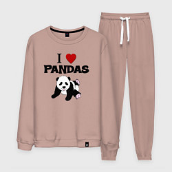 Костюм хлопковый мужской I love Panda - люблю панд, цвет: пыльно-розовый