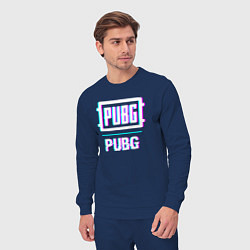 Костюм хлопковый мужской PUBG в стиле glitch и баги графики, цвет: тёмно-синий — фото 2