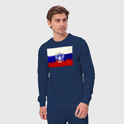 Костюм хлопковый мужской Флаг России - акварель, цвет: тёмно-синий — фото 2
