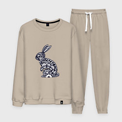 Костюм хлопковый мужской Black-White Rabbit, цвет: миндальный