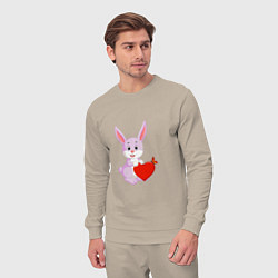 Костюм хлопковый мужской Кролик с сердцем, цвет: миндальный — фото 2