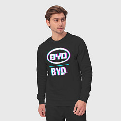 Костюм хлопковый мужской Значок BYD в стиле glitch, цвет: черный — фото 2