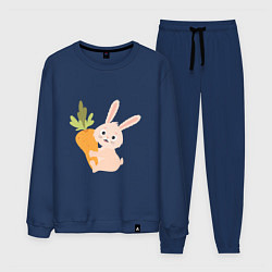 Костюм хлопковый мужской Кролик с морковкой, цвет: тёмно-синий