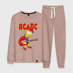 Костюм хлопковый мужской AC DC Барт Симпсон, цвет: пыльно-розовый