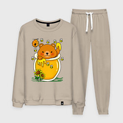 Костюм хлопковый мужской Медвежонок в баночке меда, цвет: миндальный