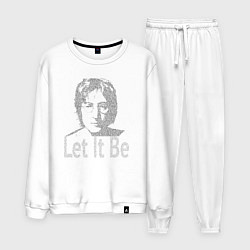 Костюм хлопковый мужской Портрет Джона Леннона и текст песни Let It Be, цвет: белый