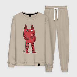 Костюм хлопковый мужской Кот босс, цвет: миндальный