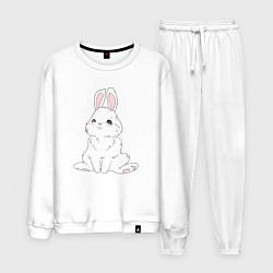 Костюм хлопковый мужской Милый белый зайчик с сердечками, цвет: белый