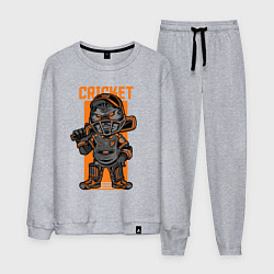 Костюм хлопковый мужской Обезьяна крикетист, цвет: меланж