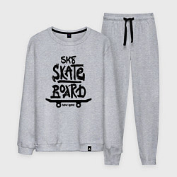 Костюм хлопковый мужской Надпись Скейтборд Нью-Йорк, цвет: меланж
