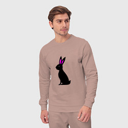 Костюм хлопковый мужской Черный кролик, цвет: пыльно-розовый — фото 2