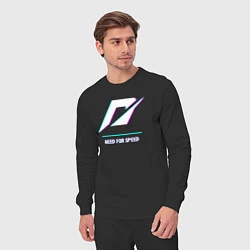 Костюм хлопковый мужской Need for Speed в стиле glitch и баги графики, цвет: черный — фото 2