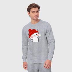Костюм хлопковый мужской Игра в снежки - белый котик, цвет: меланж — фото 2