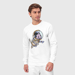 Костюм хлопковый мужской Кот сфинкс космонавт, цвет: белый — фото 2