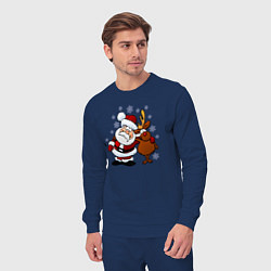 Костюм хлопковый мужской Санта и олень, цвет: тёмно-синий — фото 2