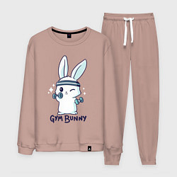 Костюм хлопковый мужской Gym bunny, цвет: пыльно-розовый