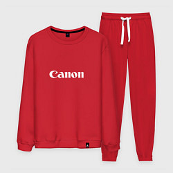 Костюм хлопковый мужской Canon - белый логотип, цвет: красный