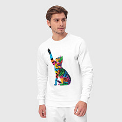 Костюм хлопковый мужской Бенгальская кошка, цвет: белый — фото 2