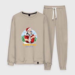 Костюм хлопковый мужской Christmas night party, цвет: миндальный