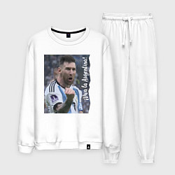Костюм хлопковый мужской Viva la Argentina - Lionel Messi - world champion, цвет: белый