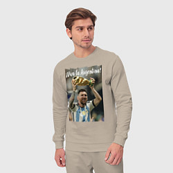 Костюм хлопковый мужской Lionel Messi - world champion - Argentina, цвет: миндальный — фото 2