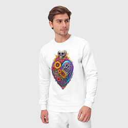 Костюм хлопковый мужской Сердце в подсолнухах, цвет: белый — фото 2