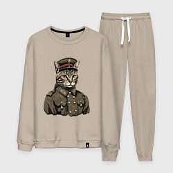 Костюм хлопковый мужской Котик в шинели, цвет: миндальный