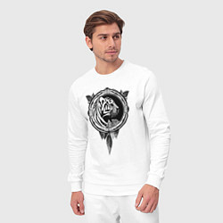 Костюм хлопковый мужской Тигр -символ 2022 года - контрастный в рамке, цвет: белый — фото 2