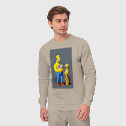 Костюм хлопковый мужской Homer Simpson and cats - нейросеть арт, цвет: миндальный — фото 2