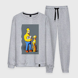 Костюм хлопковый мужской Homer Simpson and cats - нейросеть арт, цвет: меланж