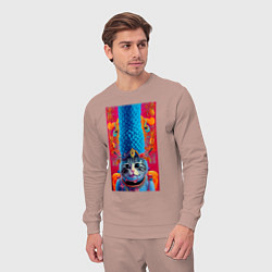 Костюм хлопковый мужской Кошка по имени Мардж - нейросеть - art, цвет: пыльно-розовый — фото 2