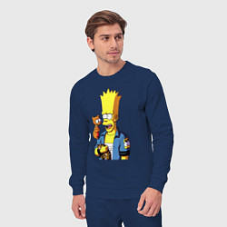 Костюм хлопковый мужской Барт Симпсон и Снежок - нейросеть, цвет: тёмно-синий — фото 2