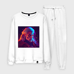 Костюм хлопковый мужской Неоновый Ведьмак, цвет: белый