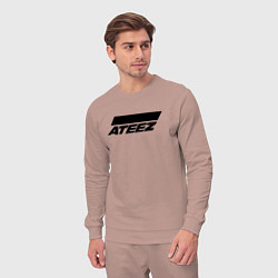 Костюм хлопковый мужской Ateez big logo, цвет: пыльно-розовый — фото 2