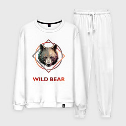 Костюм хлопковый мужской Медведь в рамке Wild Bear, цвет: белый