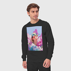 Костюм хлопковый мужской Весенняя девушка в цветах, цвет: черный — фото 2