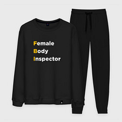 Костюм хлопковый мужской Инспектор женского тела, цвет: черный