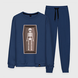 Костюм хлопковый мужской Скелет в объёмном гробу, цвет: тёмно-синий