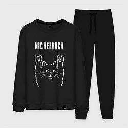 Костюм хлопковый мужской Nickelback рок кот, цвет: черный