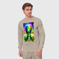 Костюм хлопковый мужской Alien - neural network - neon glow - pop art, цвет: миндальный — фото 2