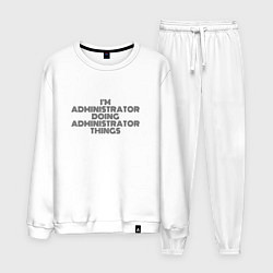 Костюм хлопковый мужской Im doing administrator things, цвет: белый