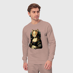 Костюм хлопковый мужской Кошка Мона Лиза, цвет: пыльно-розовый — фото 2