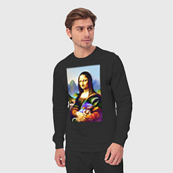 Костюм хлопковый мужской Mona Lisa with baby dragon, цвет: черный — фото 2