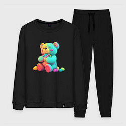 Костюм хлопковый мужской Медвежонок в ярких красках, цвет: черный