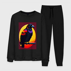 Костюм хлопковый мужской Ворон на ветке иллюстрация, цвет: черный